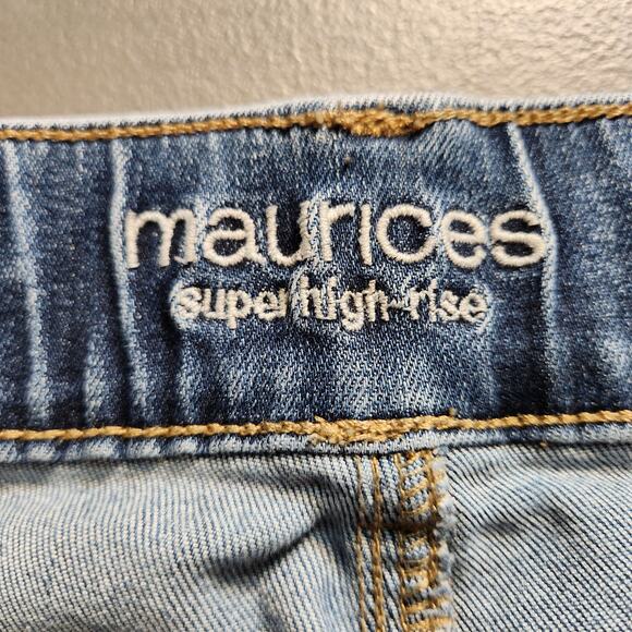 MAURICES Super High Rise Blue Medium Wash Stretch Pull On Jeans Womens XL SHORT - Picture 4 of 12